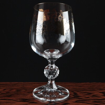 1 (von 3) Weinglas 15,3 cm Wein Laub Golddekor Bohemia Cristal Crystal ReUse
