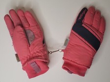 Vintage Hot Fingers Pink Gloves Ladies Medium Ski Snow Leather Grip Sz M