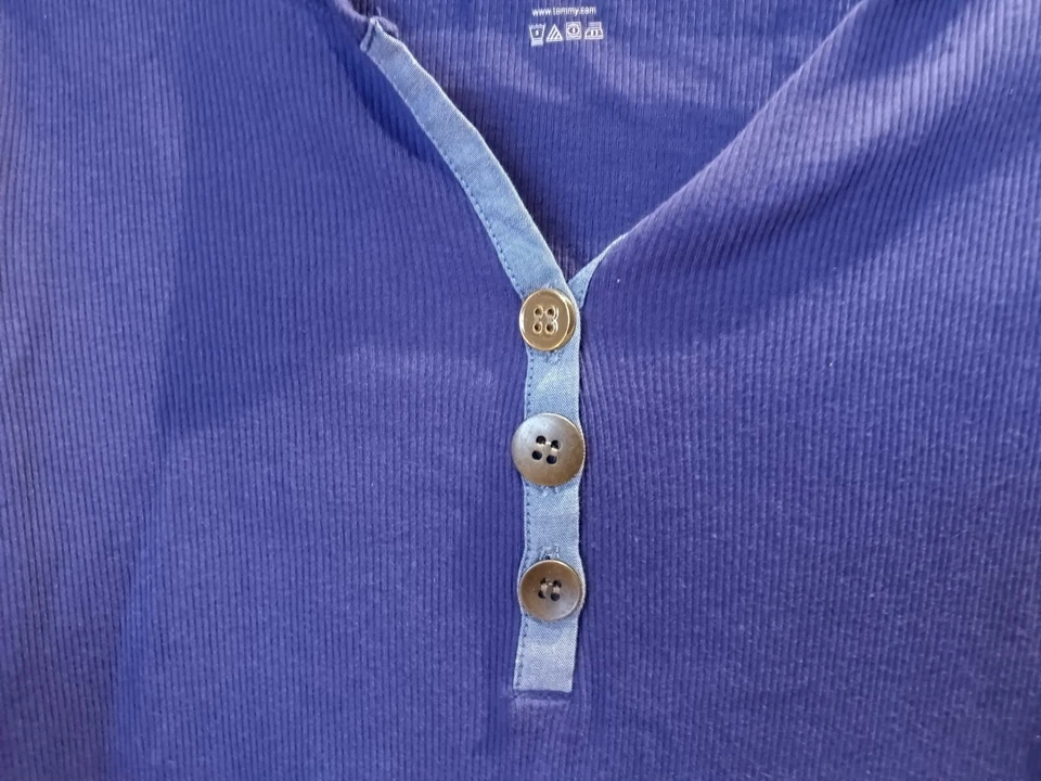 Tommy Hilfiger Mujer Manga Larga Henley Ropa de Dormir Camisa de Noche, Púrpura, S/P Foto 3 de 4