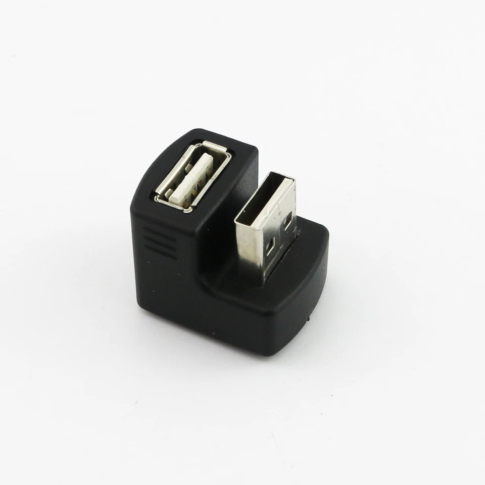 1pc USB 2.0 Type A Male to USB A Female 180 Degree Angle Connector Adapter Black - Image 3 of 4