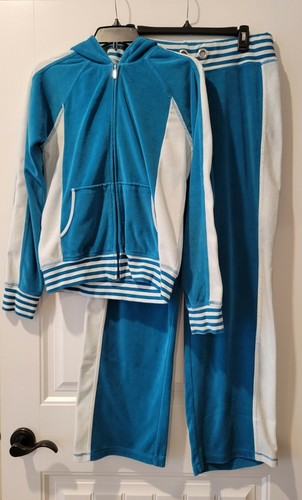 Teal \u0026 White Velour Jogging Suit 