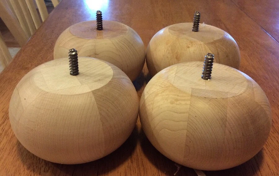 Juego de cuatro patas de moño de madera maciza sin terminar Foto 2 de 4