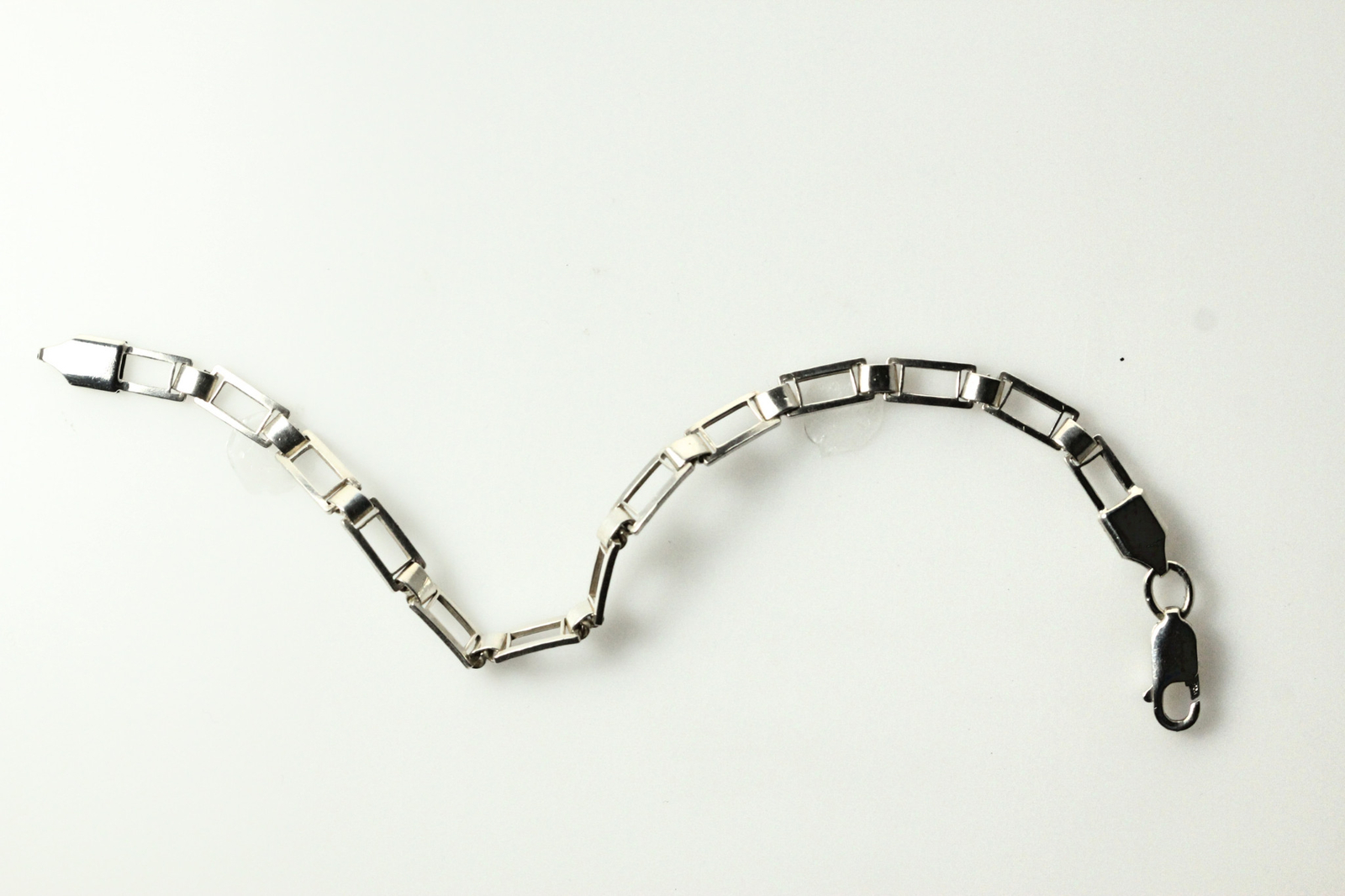 925 Sterling Silver 7.75" Rectangular Link Bracel… - image 1