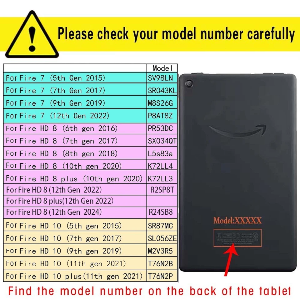 UK Leather tablet Stand Cover Case For Amazon Fire 7/HD 8 10/8 10 Plus/2024 +Pen - Image 2 of 4