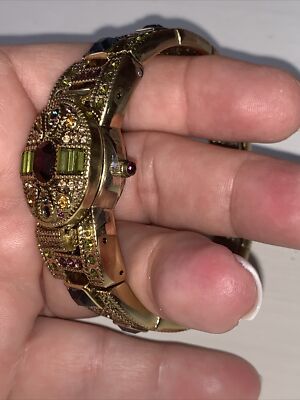 Heidi Daus Hinged Bangle Colorful Rhinestones Jewels Covered  display picture 3