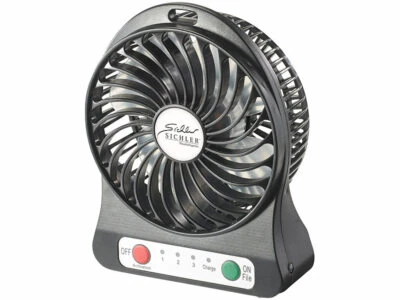 SICHLER HAUSHALTSGERÄTE 3in1 Akku Ventilator mit Powerbank USB Ladegerät Tischventilator für Smartphone