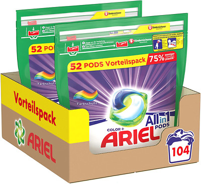Ariel Pods All-in-1 Color Waschmittel Farbschutz 104 Waschladungen 2er Pack