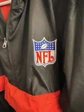 Nfl Branded Black and Red Windbreaker Jacket - Men's Size L