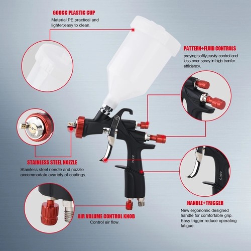 AEROPRO A610 Spray Gun 1.3mm LVLP Gravity Feed - Ideal for Car & Truck Painting - Picture 6 of 6