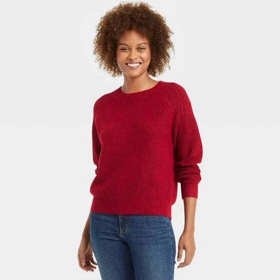 Knox Rose NWT Red Knit Long Sleeve Sweater Women's Size Small