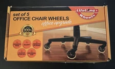 New LifeLong Wheels Set of 5 Office Chair Wheels Upgrade Silent Scratch Free NIB