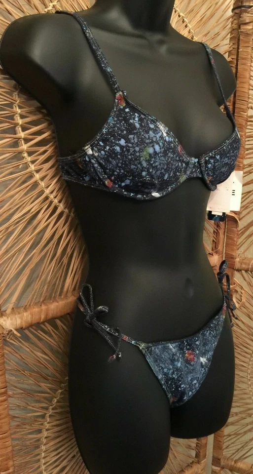 Traje de baño de bikini para mujer Ralph Lauren Talla 6/10 Pintura de salpicaduras azules Impresión gráfica Foto 3 de 4