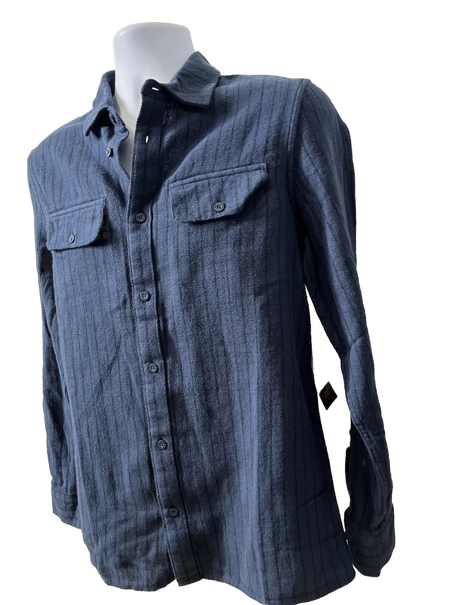 Vans Men's Station Striped Shirt Button Front -Dress Blue- Small