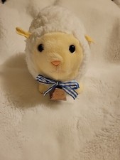 VINTAGE EDEN WHITE FLEECE LAMB SHEEP WITH COW BELL COLLAR PLUSH STUFFED ANIMAL