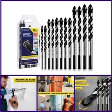12-PCS Masonry Drill Bit Set & Concrete Drill Bit Set for Glass, Tile, Brick etc