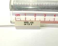 1 pc, 22 ohms, 5W, wirewound axial power resistors. PSP500KR-22R