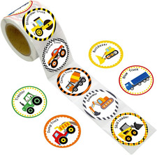 Truck Stickers for Kids 500PCS Perforated Roll Construction Party Decorations