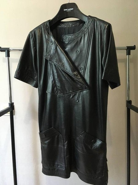 Women Karl Lagerfeld Dress Black Leather 36 / S /