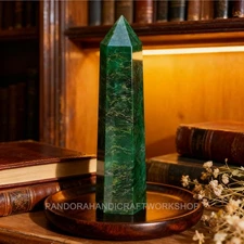 Emerald Crystal Tower Point Healing Crystal Obelisk Green Gemstone Tower Wand