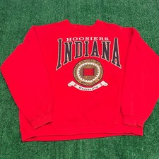 Vintage 90s Indiana University Hoosiers Sweatshirt Size Large L Red