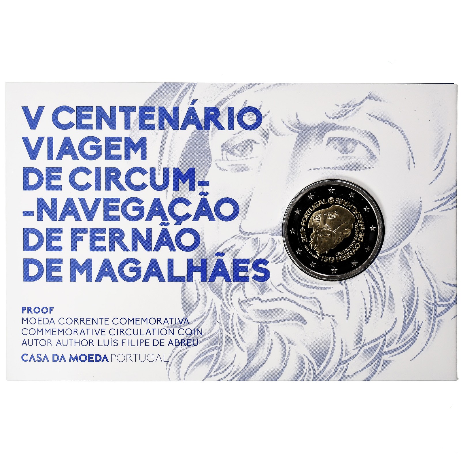 Portugal, 2 Euro, Fernand de Magellan, Coin card.Proof, 2019, Lisbonne