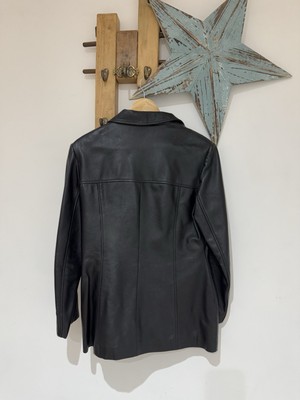 90s A-2 real leather bomber jacket blk BAY 90s 00s Y2K
