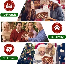 12 Set Christmas Gift Box with Lids, 10.6''X8''X3'' Kraft Paper Gift Box, Chr...