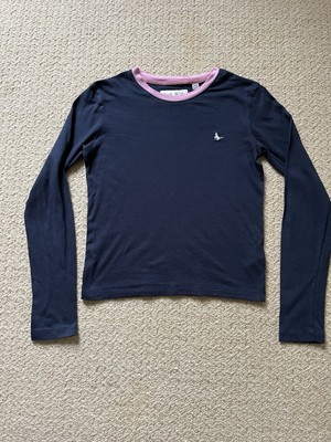Navy With Pink Jack Wills Long Sleeve Top Size UK