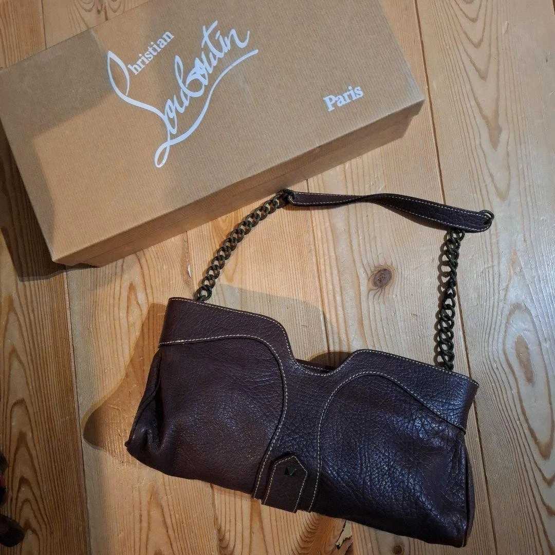 Christian Louboutin — Christian Louboutin Epsilon Auth Shoulder Bag ​​​​​​​Toledo Brown w/Box Dust bag