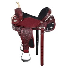 14 In Hilason Western Horse Barrel Flex Tree Trail American Leather Saddle
