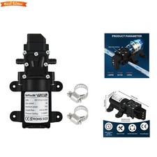 Compact 12V Water Pump - 4L/min, 131Psi with Pressure Switch & Hose Clamps