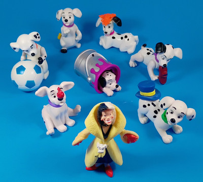 Vintage Lot of 8 Walt Disney 101 Dalmatian Figures.