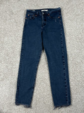 Levis Premium Wedgie Straight Jeans Womens 26 Button Fly Raw Hem Denim 27x27