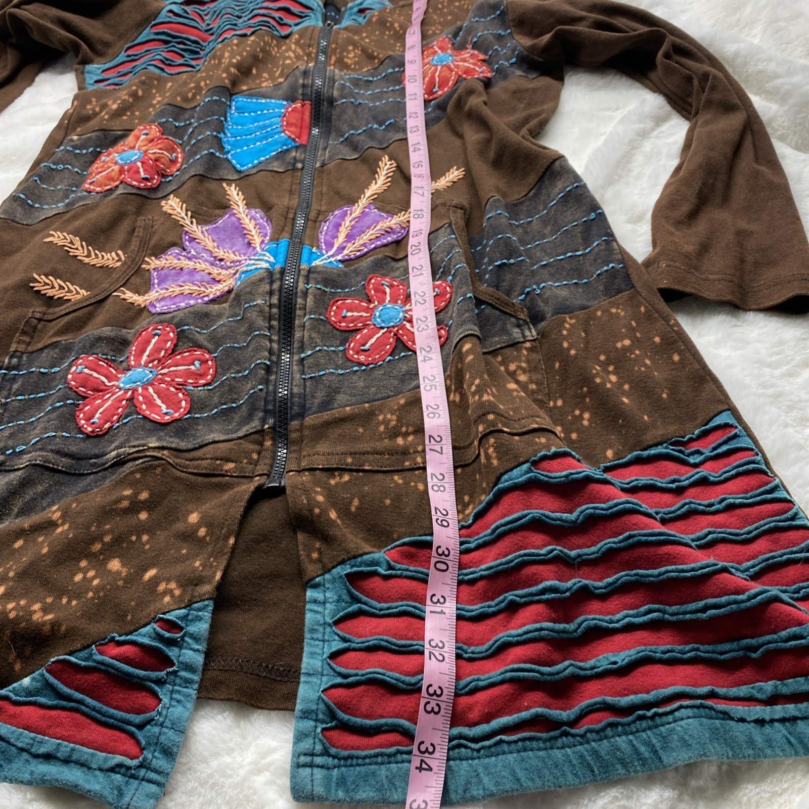 Rising International Boho Patchwork Long Hoodie J… - image 5