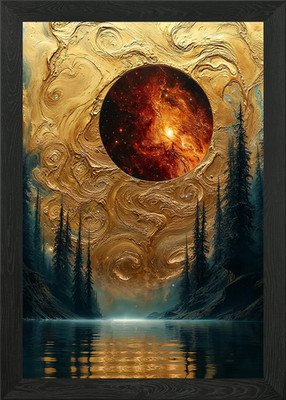 Gerahmtes Wandbild Poster Leinwanddruck Bild Goldener Nebel Himmel