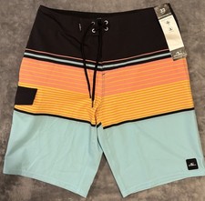 NEW O'Neill Lennox Stripe 21 Board Shorts Swim HyperDry Stretch. Men's Size 32