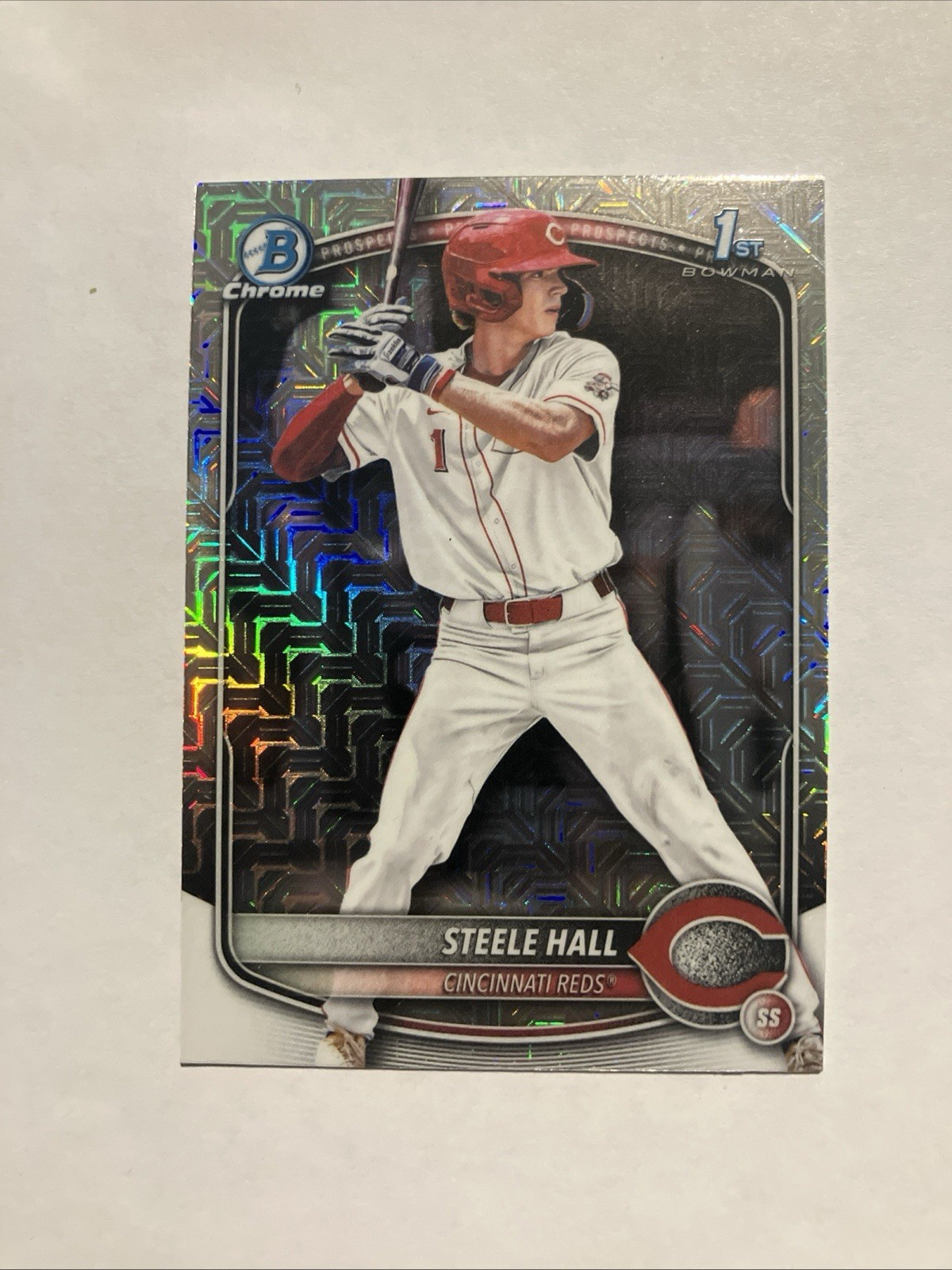 2025 Bowman Draft Steele Hall 1st Bowman Chrome Mojo Refractor #BDC-20 - Reds