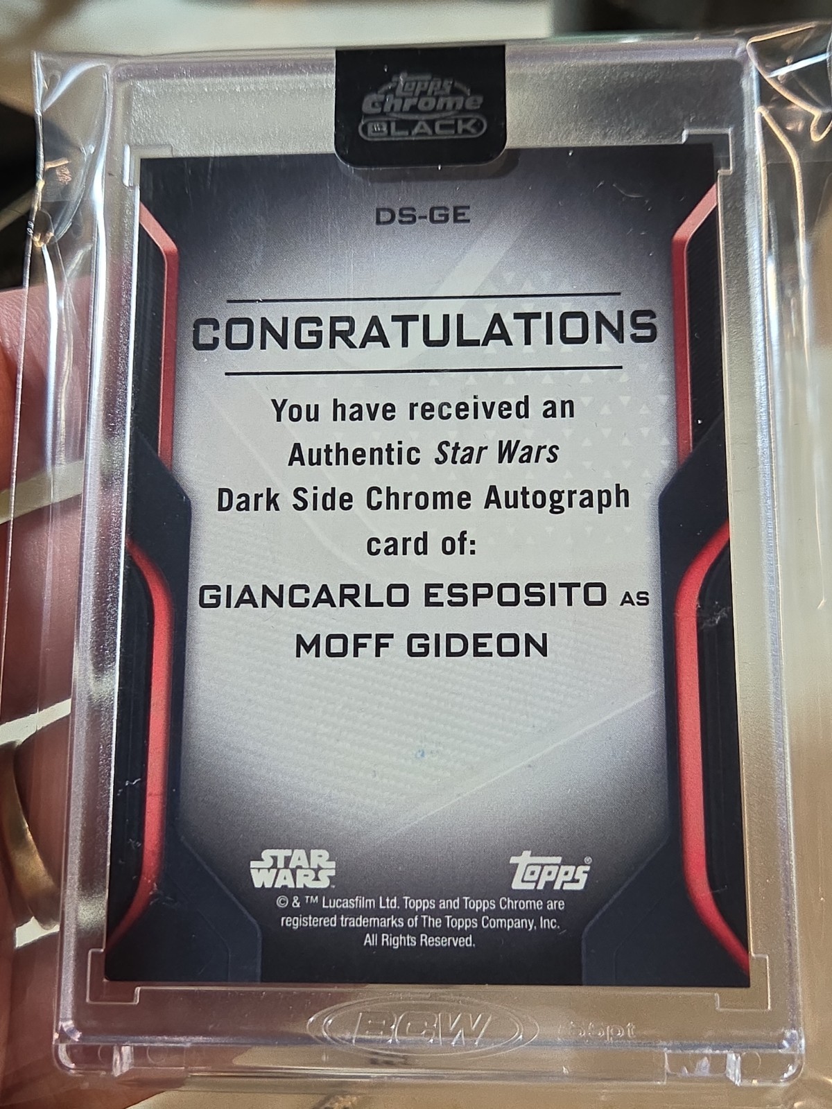 2022 Star Wars Chrome Black Dark Side Giancarlo Esposito as Moff Gideon Auto view 3