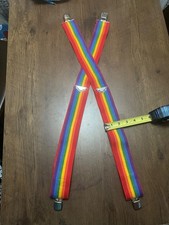 Rainbow Stripe Gay Pride LGBTQ fully adjustable adult size Suspenders