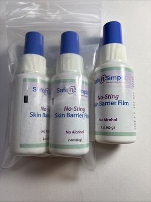 3 Safe N Simple SNS80792 No Sting Skin Barrier Film 2 oz Bottles Expires 2027-28