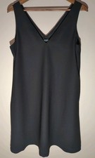 Lauren Ralph Lauren Sleeveless Deep V Neck A Line Dress 12 Black Pockets Party