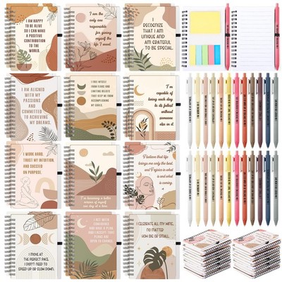 48 Pcs/24 Set Positive Affirmation Spiral Notebooks with Pens Employee Apprec...