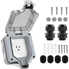 Outdoor Power Outlet Box - Waterproof IP66, 15A 250V Plug Socket with Outdoor...