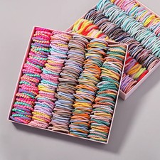 100 Pc Hair Bands Girls Candy Color Elastic Rubber Ponytail Holder Kids Hair