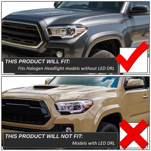 PAIR BLACK CLEAR FRONT DRIVING PROJECTOR HEADLIGHT FOR 2016-2020 TOYOTA TACOMA - Picture 8 of 9