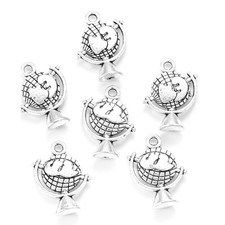 BLUK 100 Pezzi Ciondoli Globo Fai da Te Creazione Gioielli Ciondoli Argento Antico