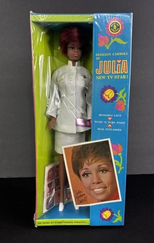 Vtg. Mattel 1968 - Diahann Carrol as Julia Nurse Doll - Sealed Box W/Tear - LOOK