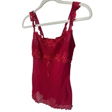 VTG Gilligan  O'Malley Red Lace Mesh Camisole Lingerie Top Size XL