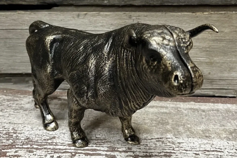 Bull Steer Cast Iron Bronze-Colored Money Coin Bank - Image 2 of 4