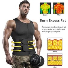 Men Sauna Sweat Vest Waist Trainer Body Shaper Weight Loss Tank Top Suit Workout